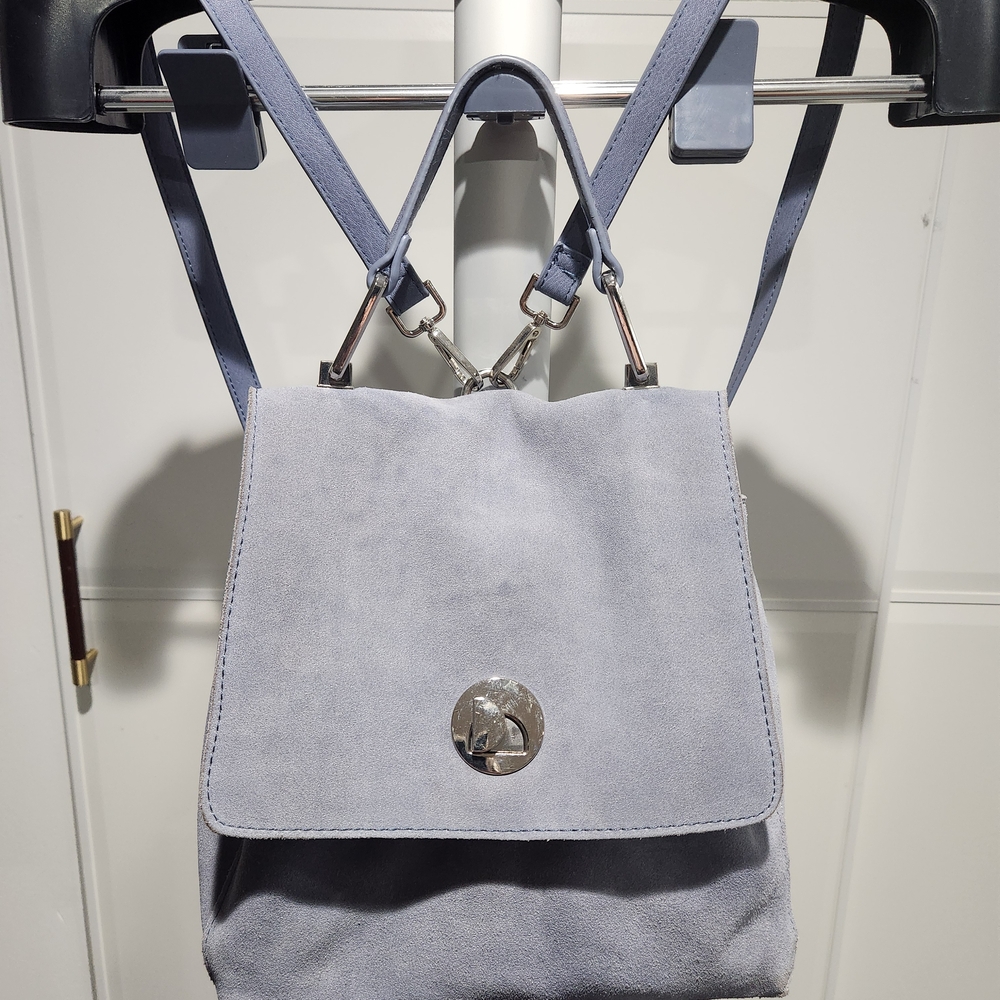 Chic Light Blue Suede Backpack - image 1
